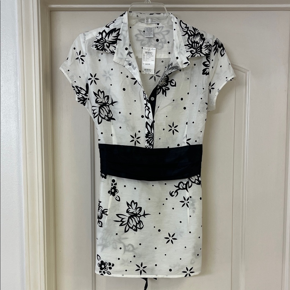 Charlotte Russe Floral Black and White Top